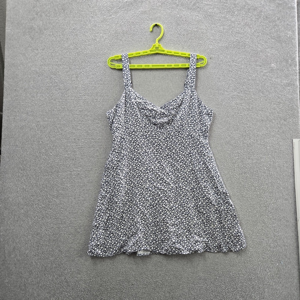 Old Navy Women Dress L PETITE Blue Floral‎ A-Line Cottagecore Sleeveless Mini
